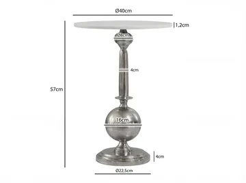Derva rundt sidebord 40 cm med bordplate i ekte marmor - sølv og hvit - Møbler - Bord - Avlastningsbord - Brettbord og småbord
