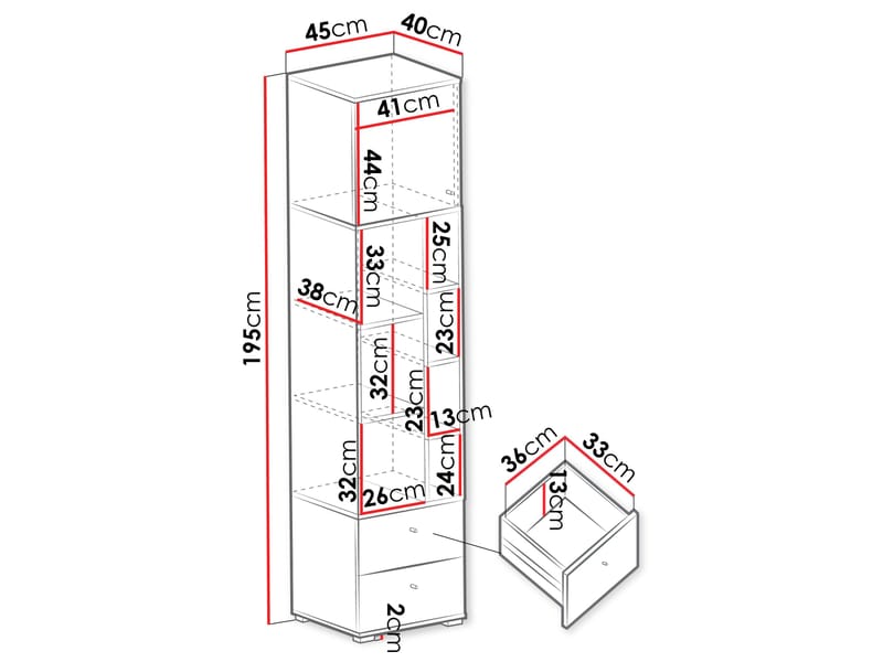 Edson Bokhylle 195 cm - Husholdning - Bar & vin - Barutstyr