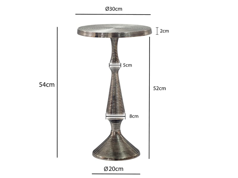 Rivnor rundt sidebord 30 cm i aluminium - sølv - Husholdning - Bar & vin - Barmøbler