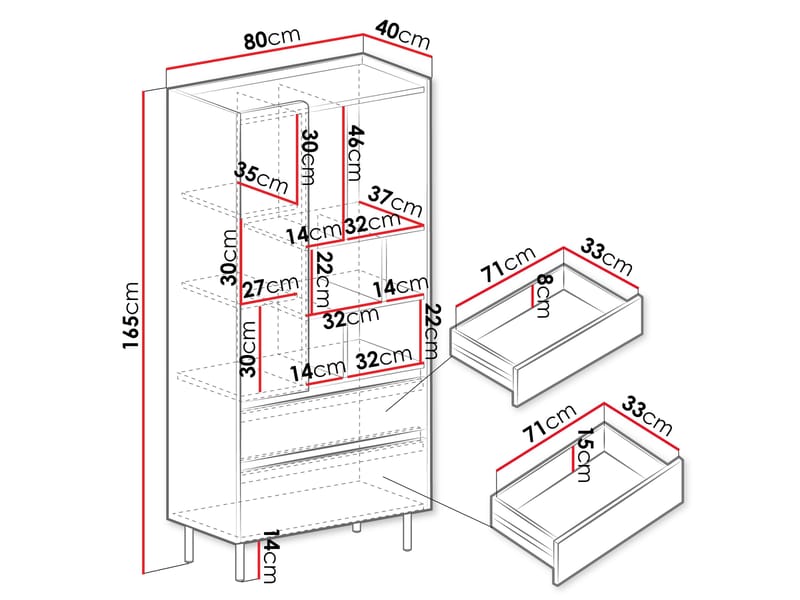 Travic Bokhylle 165 cm - Oppbevaring - Hyller - Bokhylle