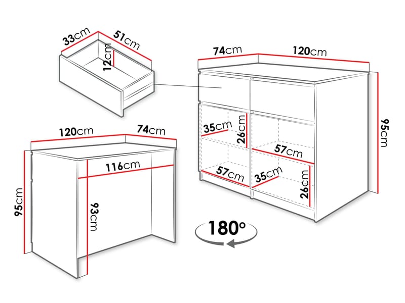 Valricon Kjøkkenøy 120 cm - hvit - Husholdning - Bar & vin - Barmøbler