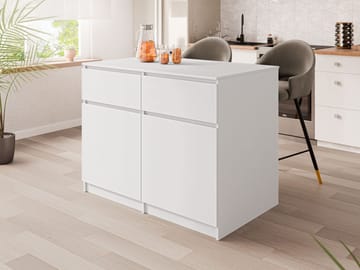 Valricon Kjøkkenøy 120 cm - hvit - Oppbevaring - Kjøkkenøyer