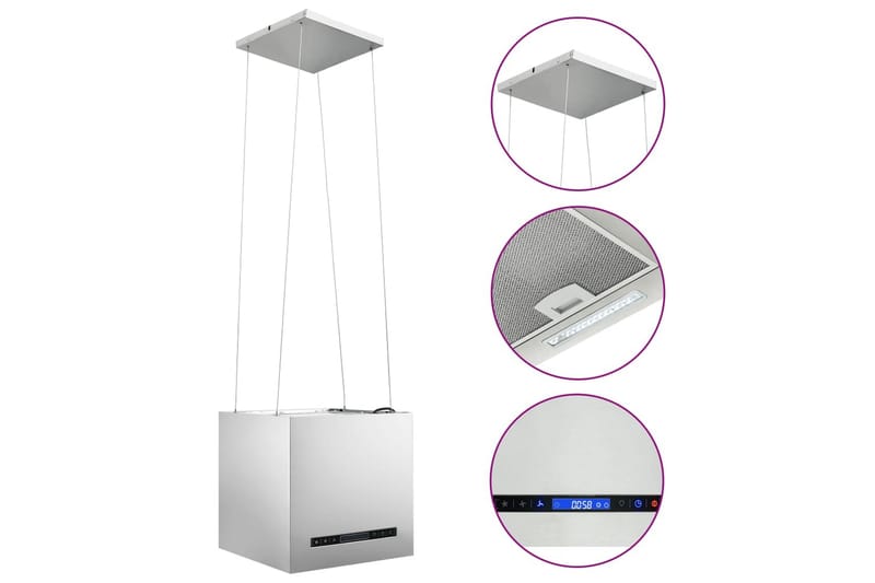 Fritthengende kjøkkenvifte sensor LCD 37 cm rustfritt stål - Silver - Husholdning - Hvitevarer - Kjøkkenvifte & kjøkkenventilator - Fritthengende ventilator