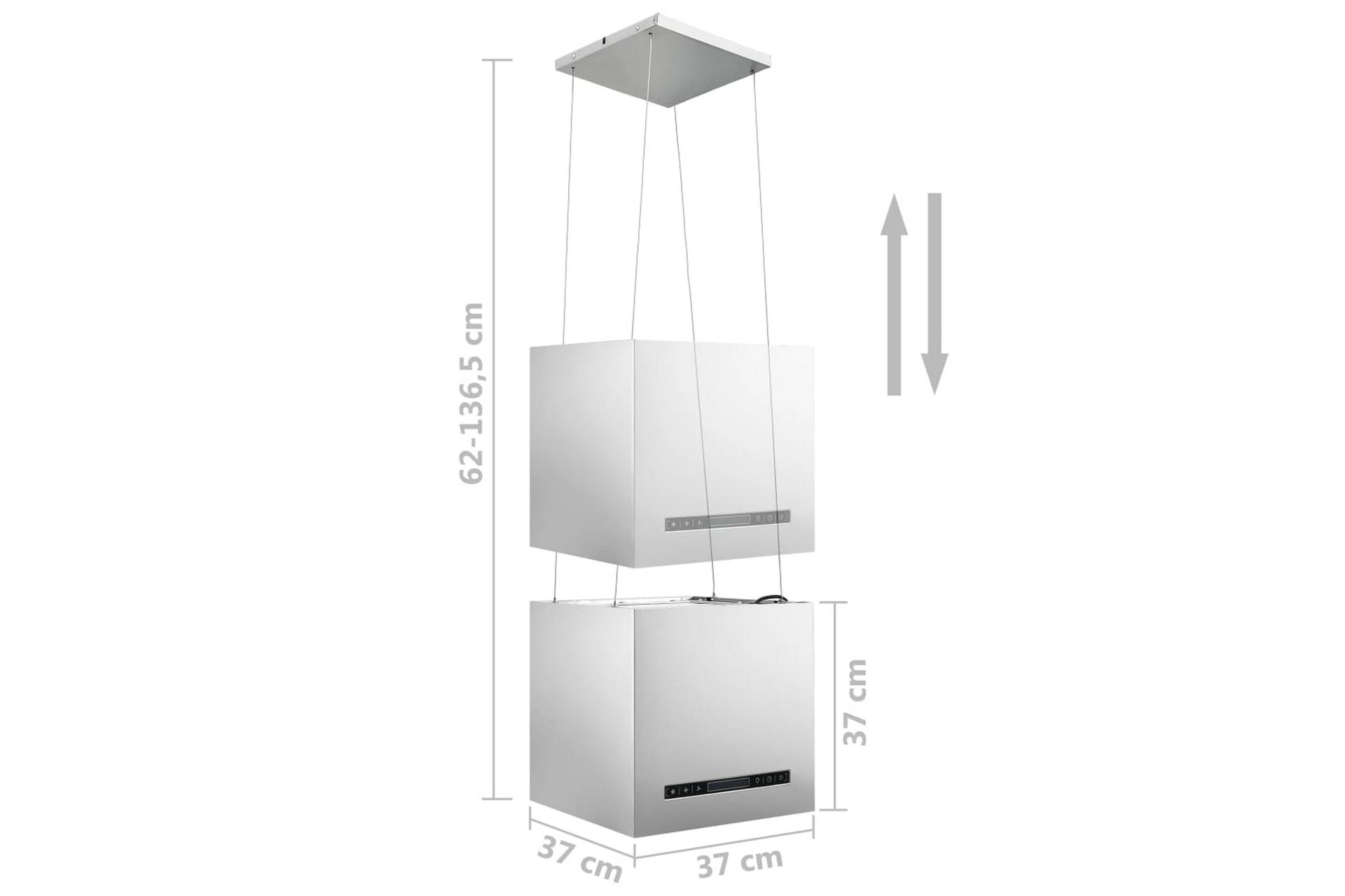 Fritthengende kjøkkenvifte sensor LCD 37 cm rustfritt stål - Silver - Husholdning - Hvitevarer - Kjøkkenvifte & kjøkkenventilator - Fritthengende ventilator