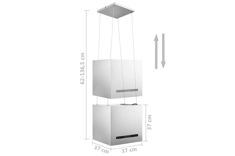 Fritthengende kjøkkenvifte sensor LCD 37 cm rustfritt stål - Silver - Fritthengende ventilator