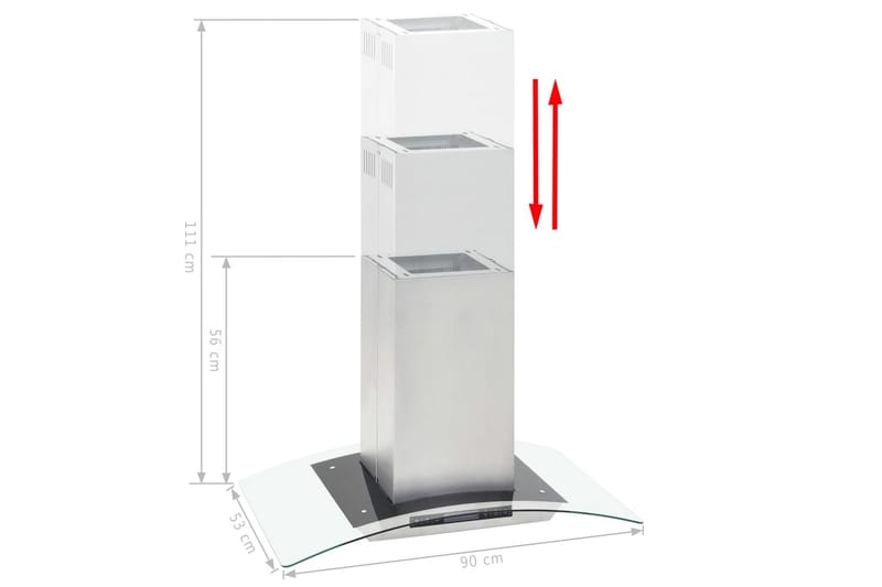 Kjøkkenvifte LCD berøringssensor 90 cm 756 m³/t LED - Fritthengende ventilator