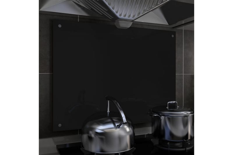 Kjøkkenplate svart 80x60 cm herdet glass - Tilbehør kjøkkenvifte & kjøkkenventilator