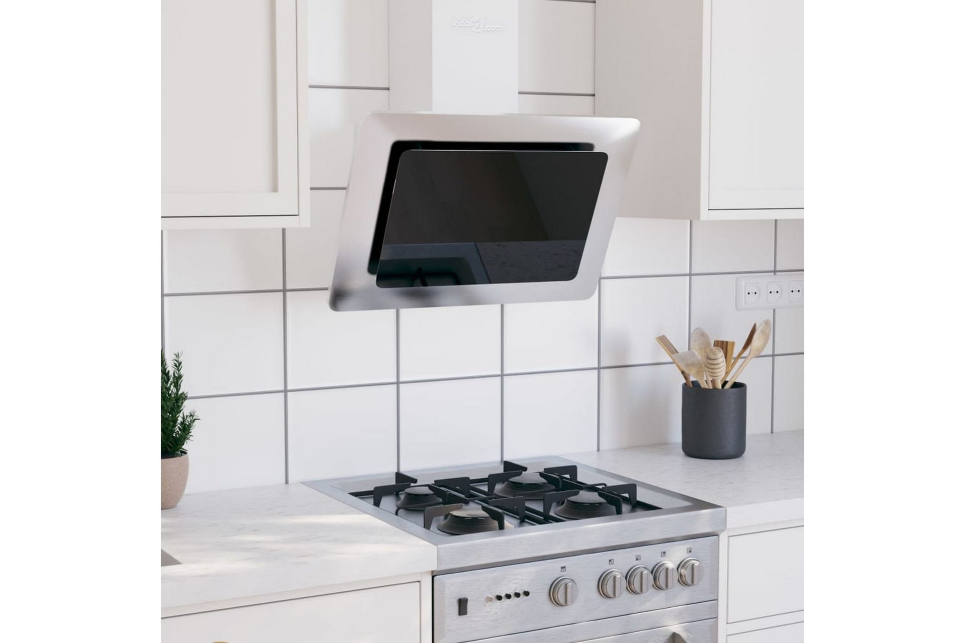 Vegghengt kjøkkenvifte 60 cm rustfritt stål herdet glass søl - Silver - Husholdning - Hvitevarer - Kjøkkenvifte & kjøkkenventilator - Veggmontert ventilator