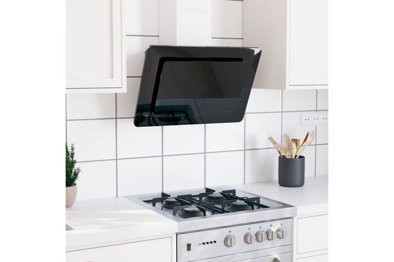 Vegghengt kjøkkenvifte 60 cm rustfritt stål og herdet glass - Svart - Husholdning - Hvitevarer - Kjøkkenvifte & kjøkkenventilator - Veggmontert ventilator