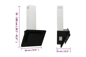 Vegghengt kjøkkenvifte 60 cm rustfritt stål og herdet glass - Svart - Husholdning - Hvitevarer - Kjøkkenvifte & kjøkkenventilator - Veggmontert ventilator