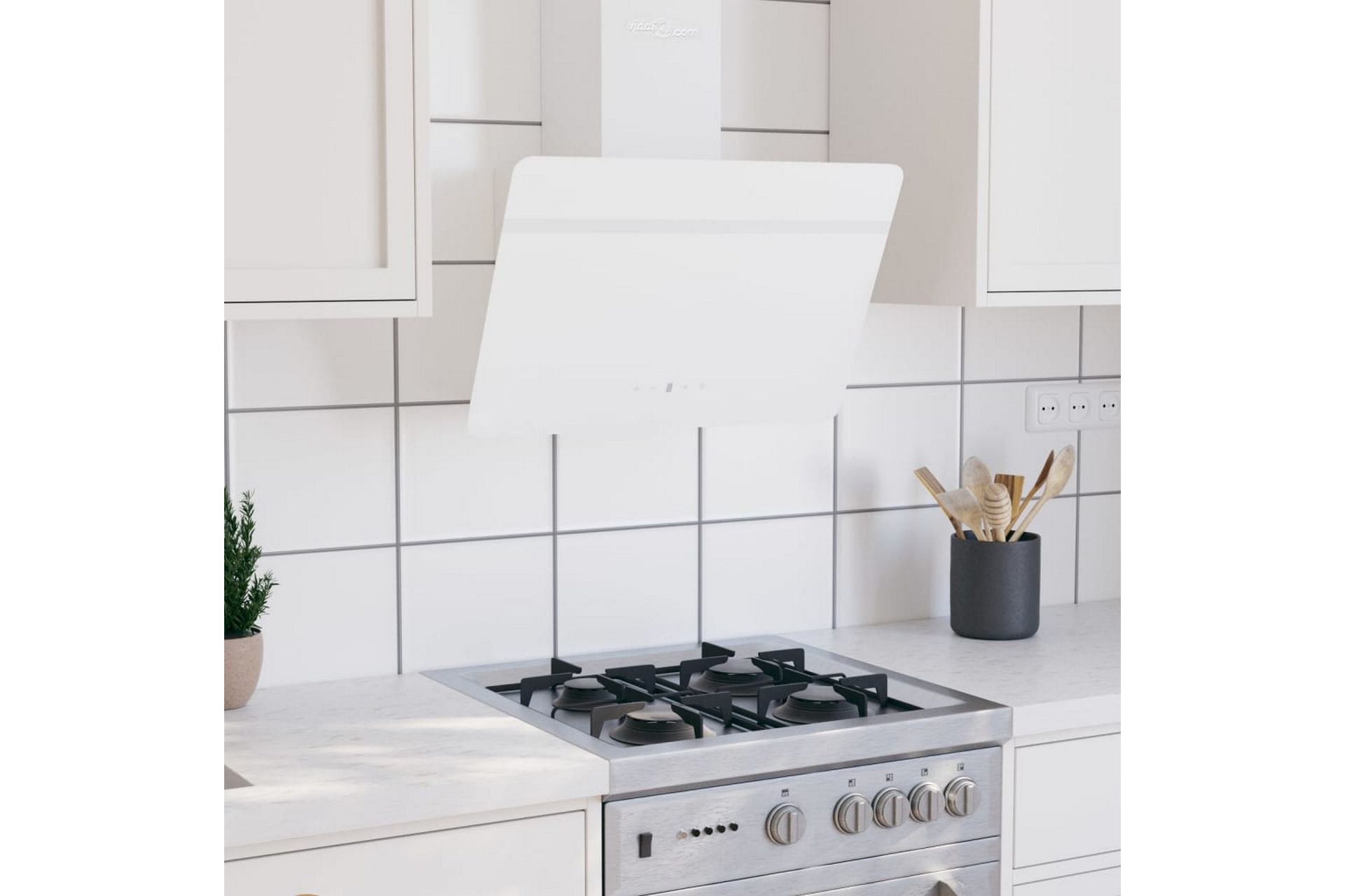 Vegghengt kjøkkenvifte 60 cm stål og herdet glass hvit - Hvit - Husholdning - Hvitevarer - Kjøkkenvifte & kjøkkenventilator - Veggmontert ventilator