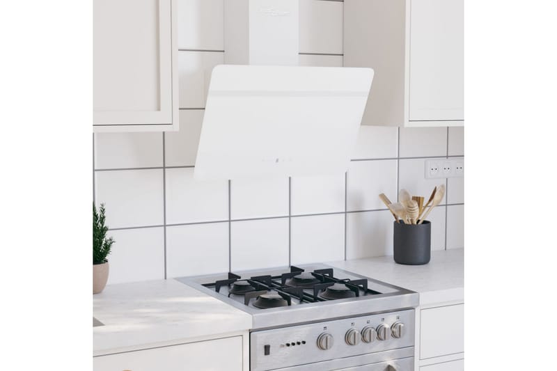 Vegghengt kjøkkenvifte 60 cm stål og herdet glass hvit - Hvit - Husholdning - Hvitevarer - Kjøkkenvifte & kjøkkenventilator - Veggmontert ventilator