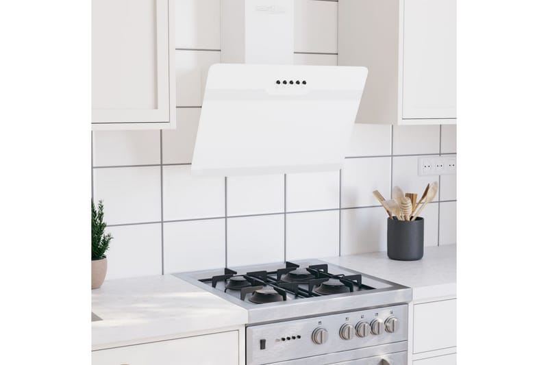 Vegghengt kjøkkenvifte 60 cm stål og herdet glass hvit - Hvit - Husholdning - Hvitevarer - Kjøkkenvifte & kjøkkenventilator - Veggmontert ventilator