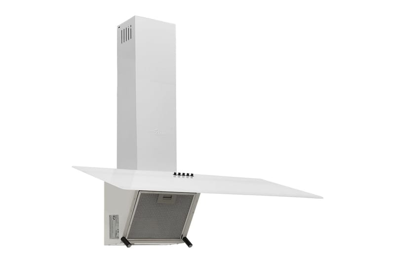 Vegghengt kjøkkenvifte 90 cm stål og herdet glass hvit - Hvit - Husholdning - Hvitevarer - Kjøkkenvifte & kjøkkenventilator - Veggmontert ventilator