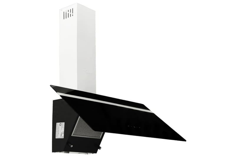 Vegghengt kjøkkenvifte 90 cm stål og herdet glass svart - Svart - Veggmontert ventilator