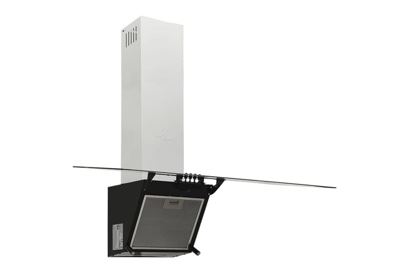 Vegghengt kjøkkenvifte 90 cm stål og herdet glass svart - Svart - Veggmontert ventilator