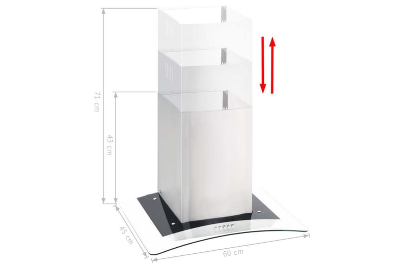 Veggmontert kjøkkenvifte 60 cm rustfritt stål 756 m³/t LED - Veggmontert ventilator