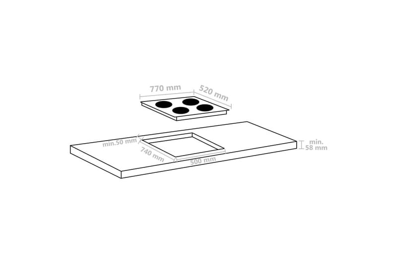 Induksjonstopp 4 kokesoner berøringskontroll 77cm 7000W - Husholdning - Hvitevarer - Komfyr