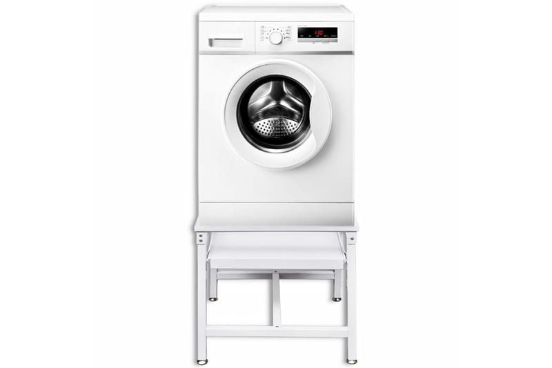 Vaskemaskinstativ med uttrekkbar hylle hvit - Vaskemaskin - Tilbehør vaskemaskin