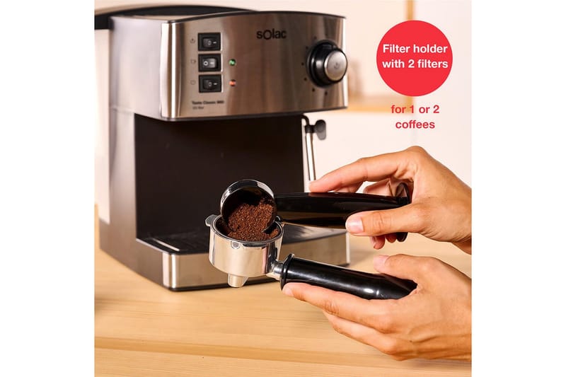 Espressomaskin Solac Taste Classic M80 Inox - Svart||Sølv - Husholdning - Kjøkkenmaskiner - Kaffemaskin & kaffetilbehør