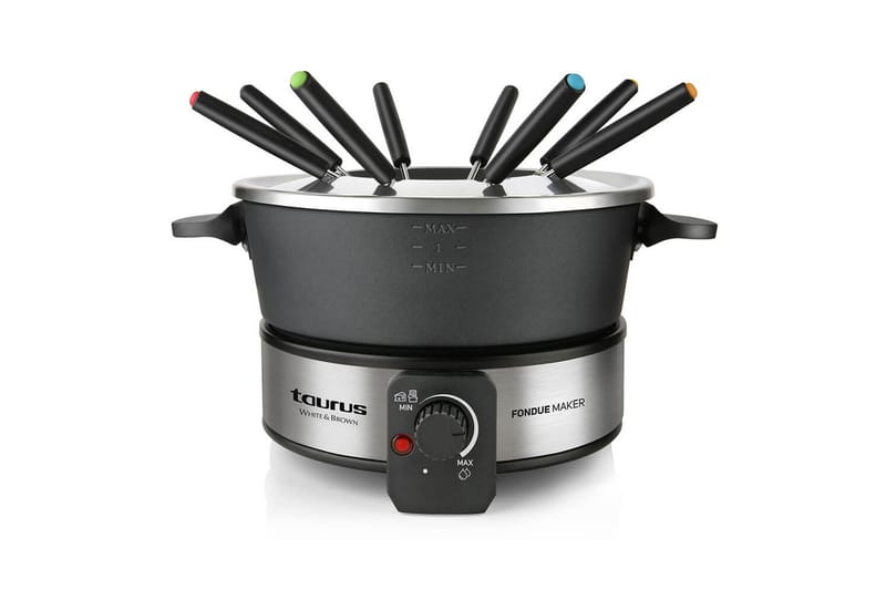 Fonduegryte Taurus 1000W, Svart||Sølv