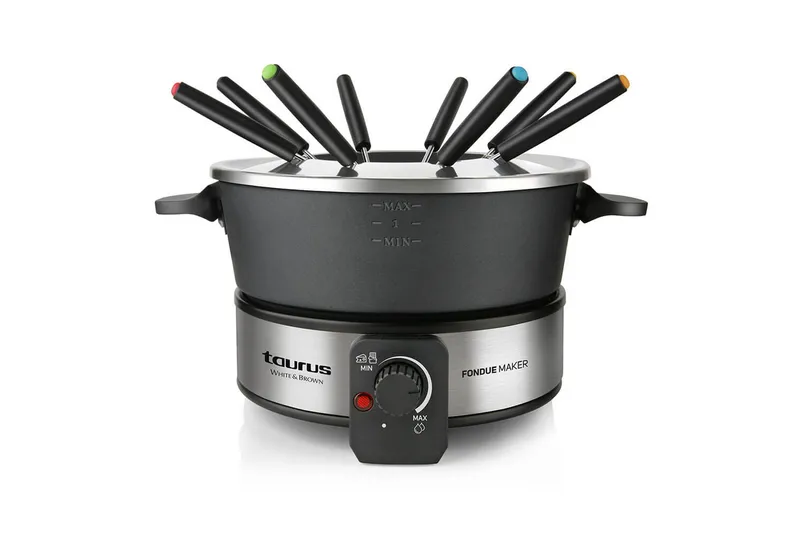 Fonduegryte Taurus 1000W, Svart||Sølv