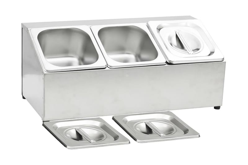 GN-beholder med 3 GN 1/6 beholdere rustfritt stål - Husholdning - Matlaging & Baking - Gryter & kasseroller