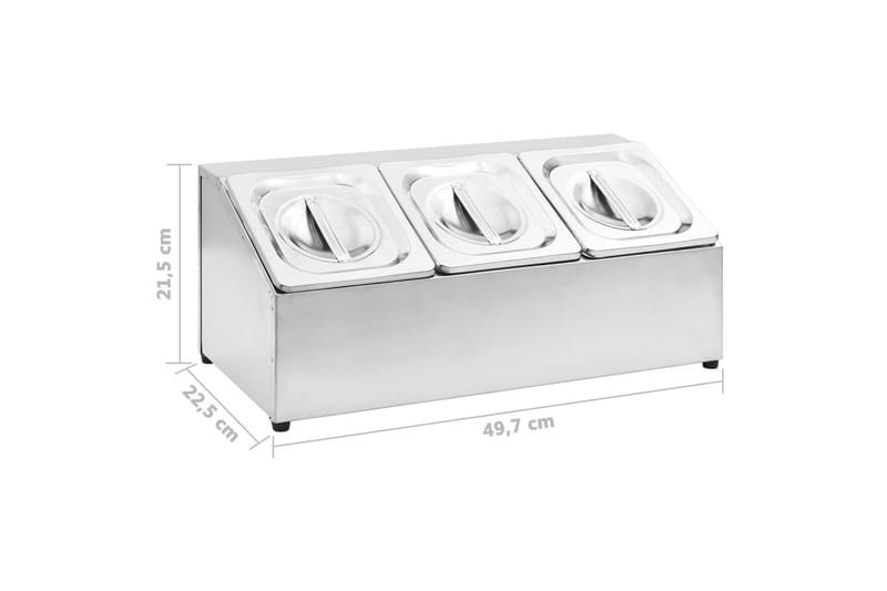GN-beholder med 3 GN 1/6 beholdere rustfritt stål - Husholdning - Matlaging & Baking - Gryter & kasseroller