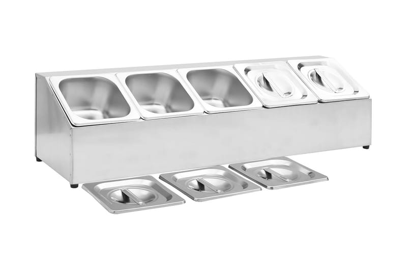 GN-beholder med 5 GN 1/6 beholdere rustfritt stål - Husholdning - Matlaging & Baking - Gryter & kasseroller