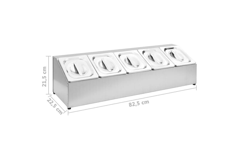 GN-beholder med 5 GN 1/6 beholdere rustfritt stål - Husholdning - Matlaging & Baking - Gryter & kasseroller