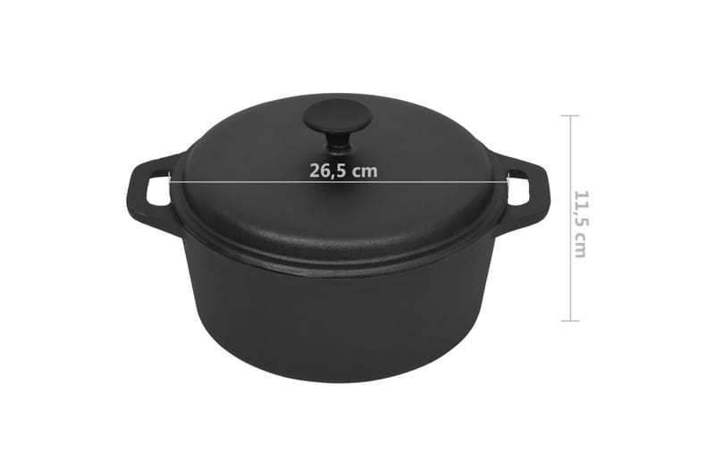Gryte Ø26,5 cm støpejern - Svart - Husholdning - Matlaging & Baking - Gryter & kasseroller - Gryter