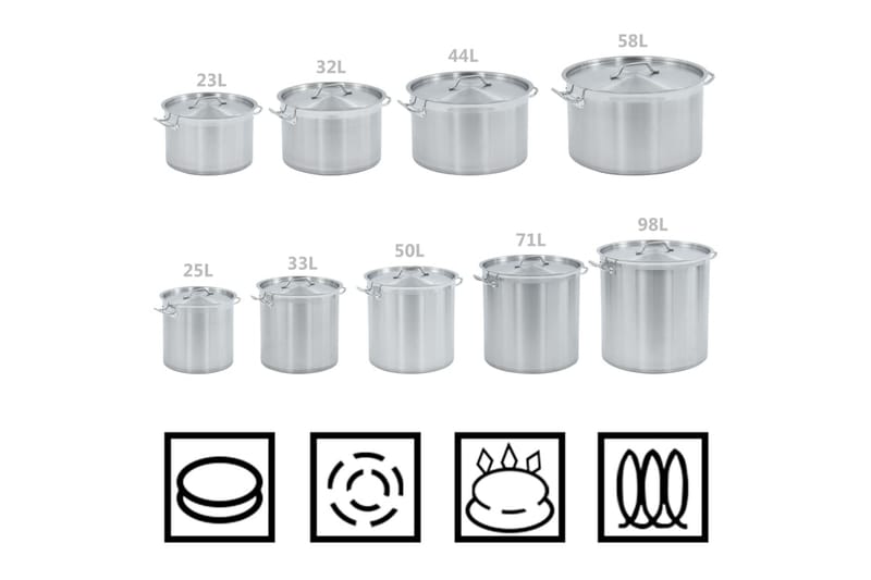 Gryte 44 L 45x28 cm rustfritt stål - Gryter & kasseroller - Kasseroller