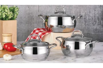 Grytesett 6-pk - Stålgrå - Husholdning - Matlaging & Baking - Gryter & kasseroller - Gryter