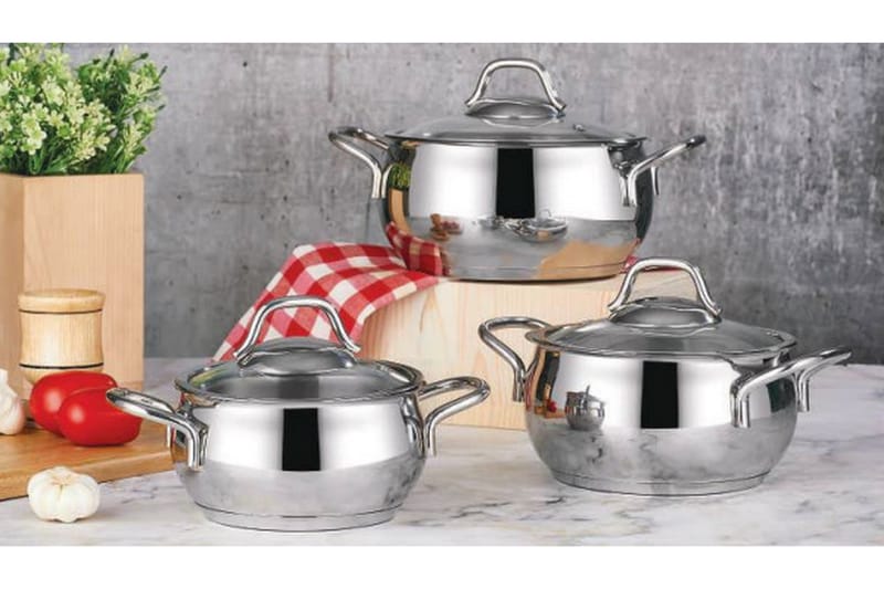 Grytesett 6-pk - Stålgrå - Husholdning - Matlaging & Baking - Gryter & kasseroller - Gryter