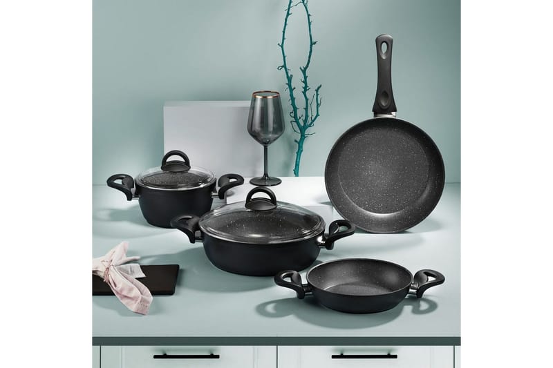 Pottesett (6 deler) Fenwick Svart - Svart - Husholdning - Matlaging & Baking - Gryter & kasseroller - Gryter