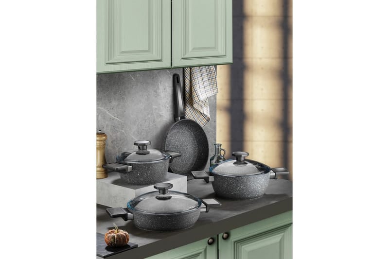 Pottesett (7 deler) Lenor 13 Svart - Svart - Husholdning - Matlaging & Baking - Gryter & kasseroller - Gryter
