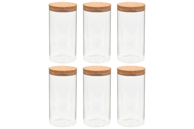 Glasskrukker med kork 6 stk 1400 ml - Husholdning - Matlaging & Baking - Kjøkkenutstyr - Bokser & syltetøyglass