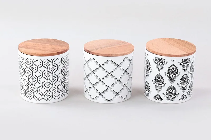 Oppbevaringsbokser 6-pk - Hvit/Svart - Husholdning - Matlaging & Baking - Kjøkkenutstyr - Bokser & syltetøyglass