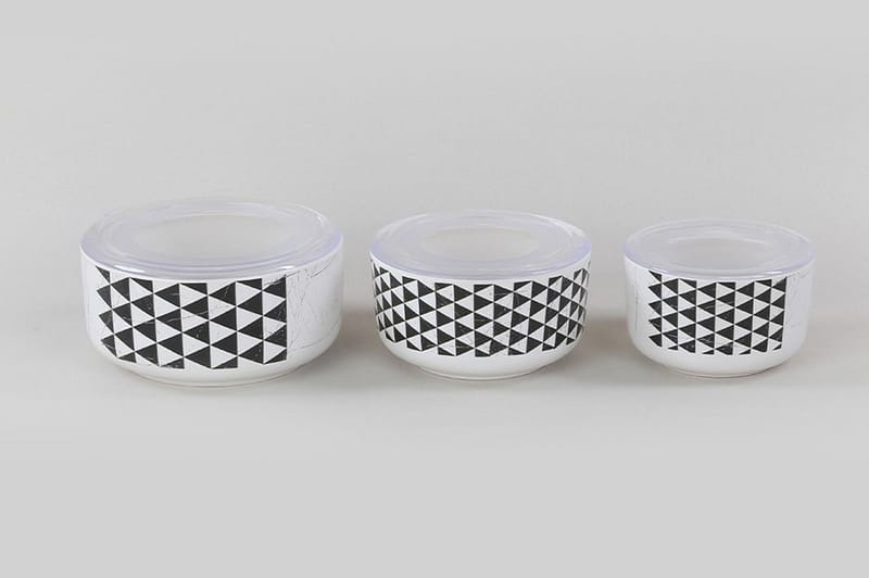 Oppbevaringsbokser 6-pk, Hvit/Svart