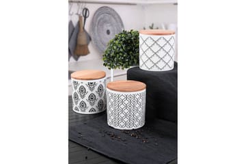 Oppbevaringsbokser 6-pk - Hvit/Svart - Husholdning - Matlaging & Baking - Kjøkkenutstyr - Bokser & syltetøyglass
