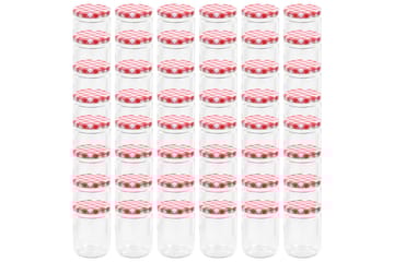 Syltetøyglass med hvite og røde lokk 48 stk 230 ml - Husholdning - Matlaging & Baking - Kjøkkenutstyr - Bokser & syltetøyglass