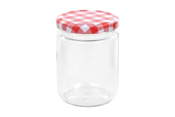 Syltetøyglass med hvite og røde lokk 48 stk 230 ml - Husholdning - Matlaging & Baking - Kjøkkenutstyr - Bokser & syltetøyglass