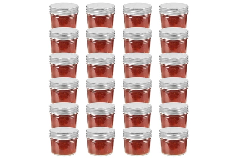 Syltetøyglass med sølve lokk 24 stk 110 ml - Husholdning - Matlaging & Baking - Kjøkkenutstyr - Bokser & syltetøyglass