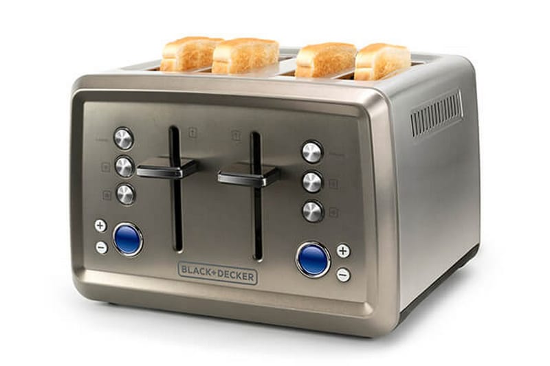 Brødrister Black+Decker 4 spor 1960W børstet stål - Grå - Husholdning - Matlaging & Baking - Kjøkkenutstyr