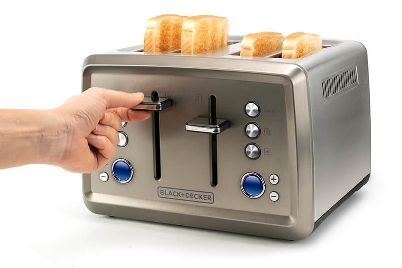 Brødrister Black+Decker 4 spor 1960W børstet stål - Grå - Husholdning - Matlaging & Baking - Kjøkkenutstyr