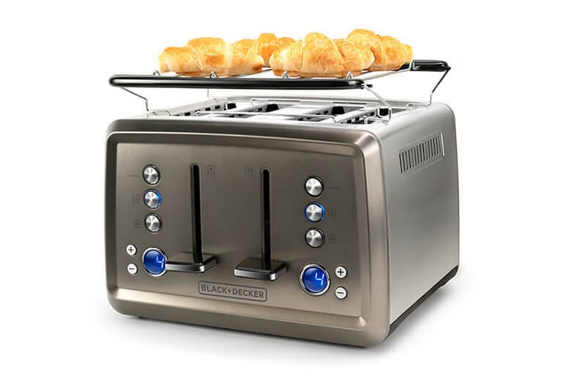 Brødrister Black+Decker 4 spor 1960W børstet stål, Grå
