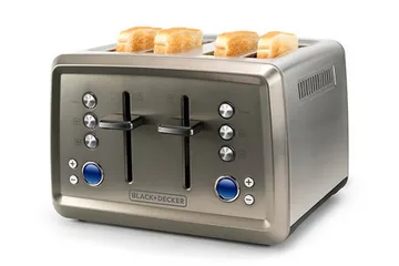 Brødrister Black+Decker 4 spor 1960W børstet stål - Grå - Husholdning - Matlaging & Baking - Kjøkkenutstyr