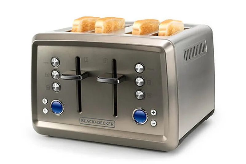 Brødrister Black+Decker 4 spor 1960W børstet stål - Grå - Husholdning - Matlaging & Baking - Kjøkkenutstyr