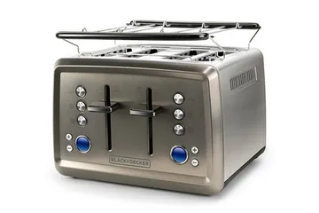 Brødrister Black+Decker 4 spor 1960W børstet stål - Grå - Husholdning - Matlaging & Baking - Kjøkkenutstyr