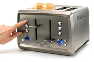 Brødrister Black+Decker 4 spor 1960W børstet stål - Grå - Husholdning - Matlaging & Baking - Kjøkkenutstyr